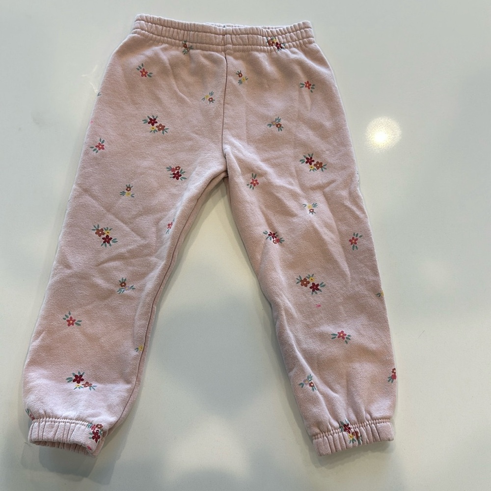 Pink sweatpants flowers 3T